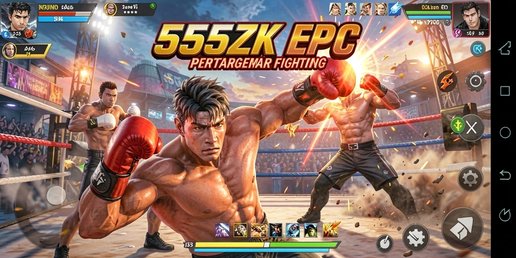 Gameplay seru dalam <strong>555ZK</strong> menunjukkan pertarungan mendebarkan antar karakter.