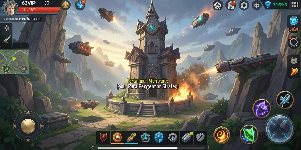 Gameplay seru dari 62VIP dengan menara strategis