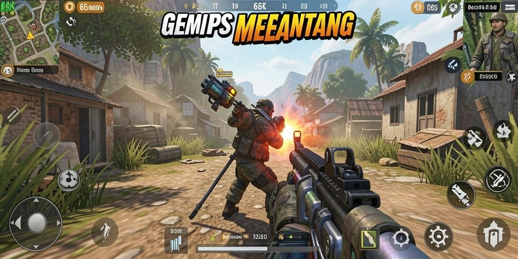 Tampilan gameplay menegangkan dalam permainan TPS 66K.
