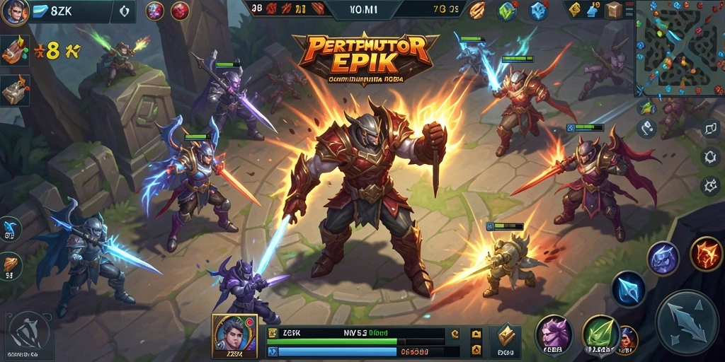 Tampilan gameplay MOBA intens dari 8ZK yang menegangkan.
