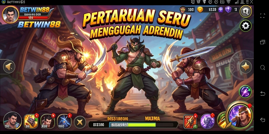 Tangkapan layar gameplay BETWIN88 dengan karakter bertarung.