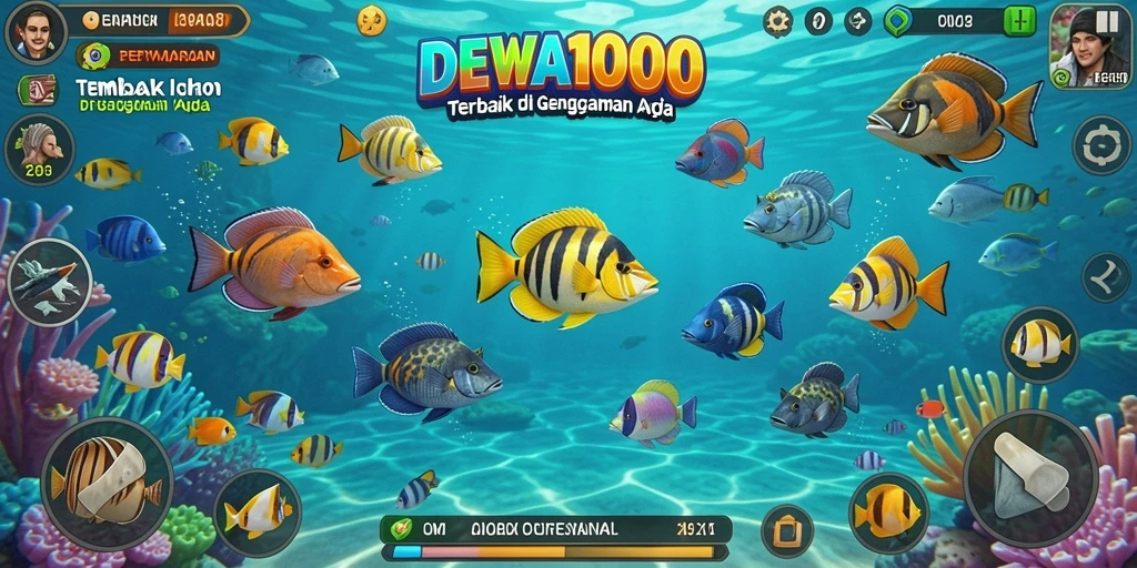 Tampilan gameplay DEWA1000 yang penuh aksi Tembak Ikan.