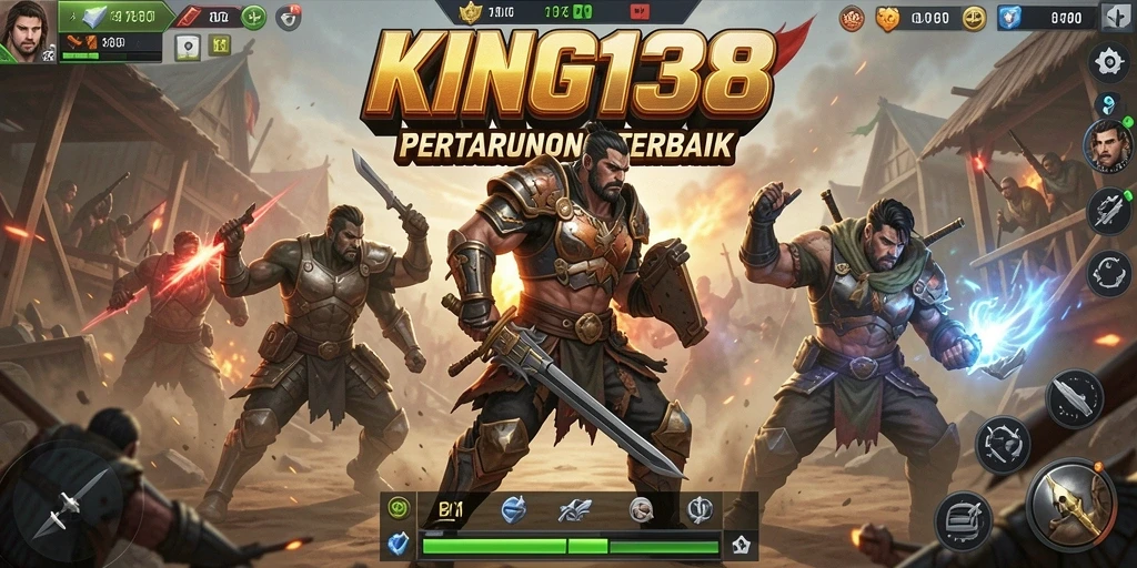 Menampilkan aksi pertarungan seru dalam KING138 Battle Royale.