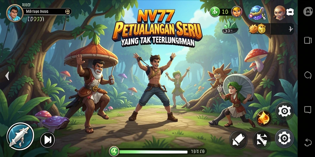 Tampilan gameplay NV77 yang epik dalam petualangan seru.