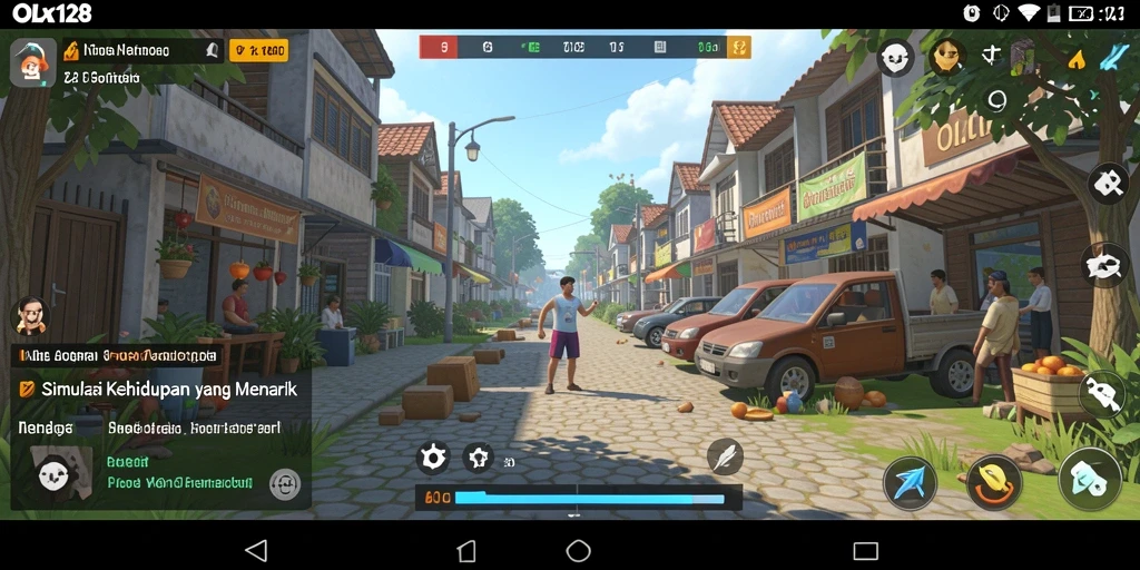 Screenshot OLX128 menampilkan gameplay interaktif dan dinamis.