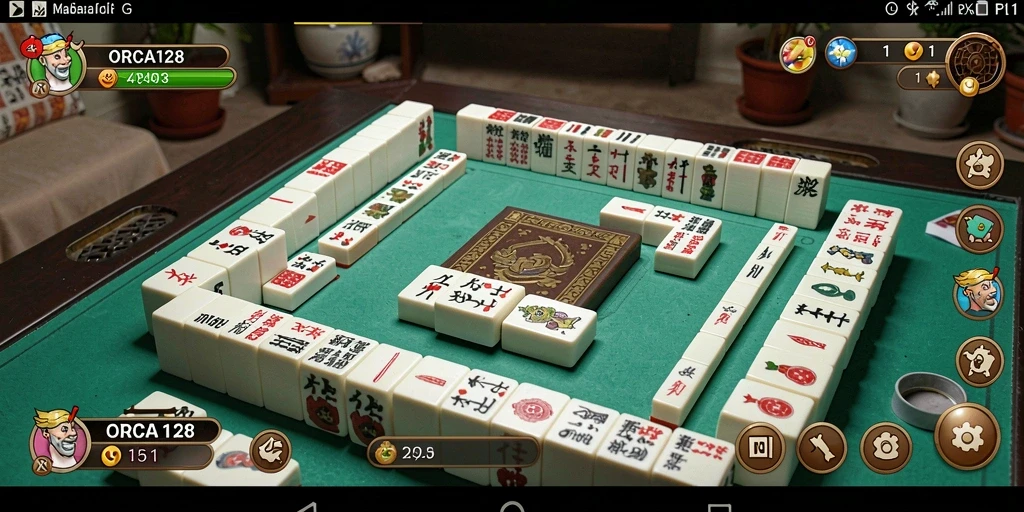 Screenshot utama ORCA128 menampilkan gameplay Mahjong yang menarik dan seru.