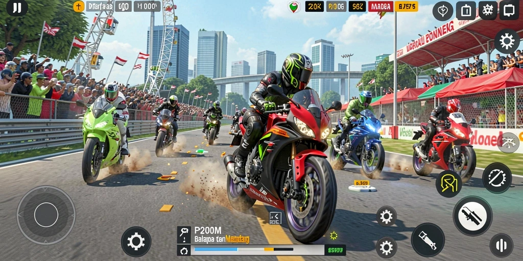 Tampilan menakjubkan dari gameplay balapan P200M.