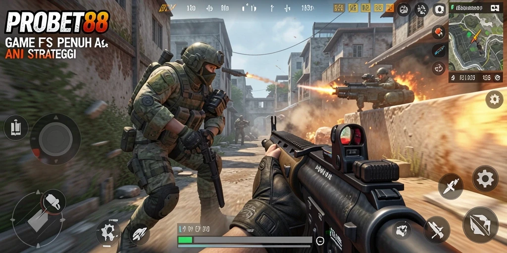 Tampilan seru gameplay PROBET88 saat pertempuran sengit.