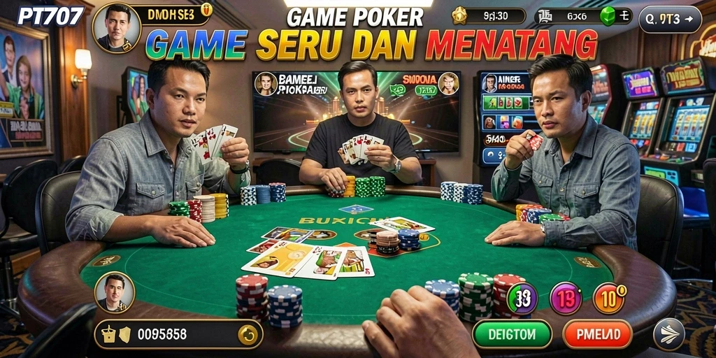 Gameplay seru Poker di PT707 dengan fitur interaktif.