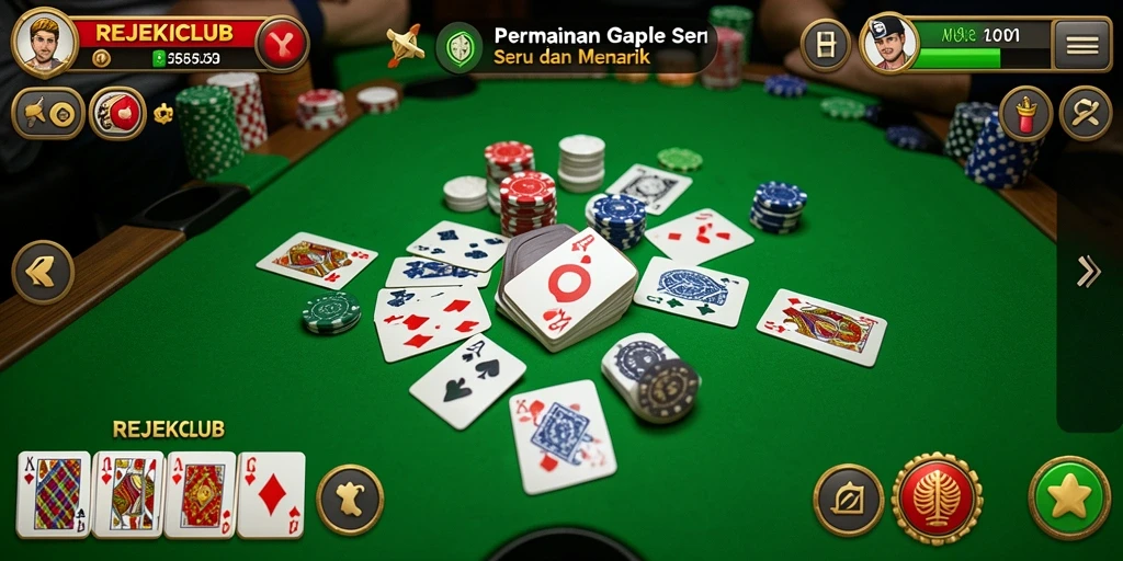 Tampilan seru gameplay Gaple di REJEKICLUB.