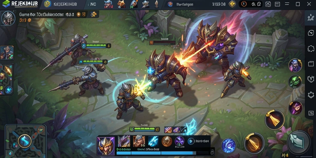Tangkapan layar gameplay yang seru dari REJEKIHUB di arena MOBA.