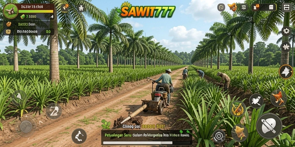 Tampilkan gameplay menarik dari pengelolaan kebun sawit.