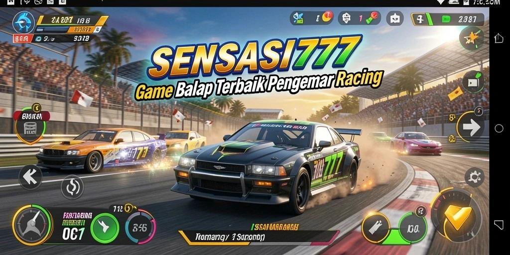 Screenshot gameplay SENSASI777 yang menunjukkan aksi balap yang mendebarkan.