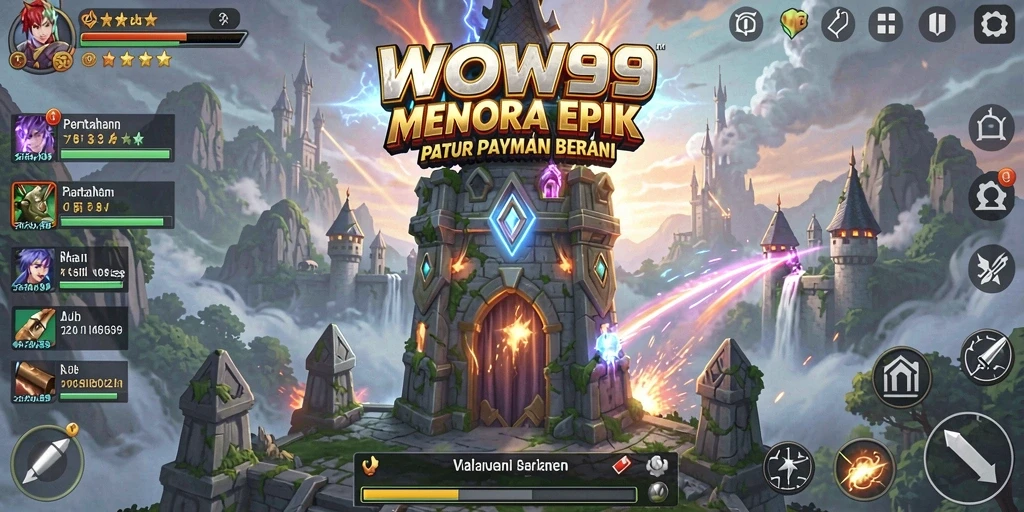 Tampilan utama WOW99 menampilkan aksi pertahanan menara yang menegangkan.